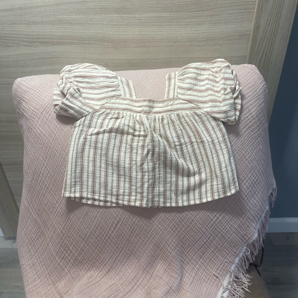 Copper Key Striped Kids Blouse - Cream and Brown - Picture 1 of 2